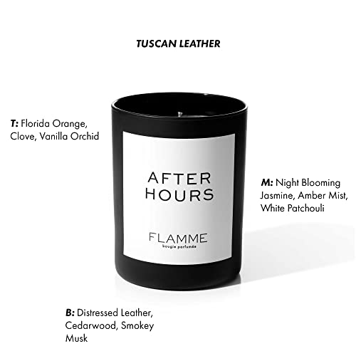 FLAMME Candle Co. After Hours | Tuscan Leather Musk Scent | 10 oz | 60 Hour Burn Time | Luxury Candle | All Natural Soy