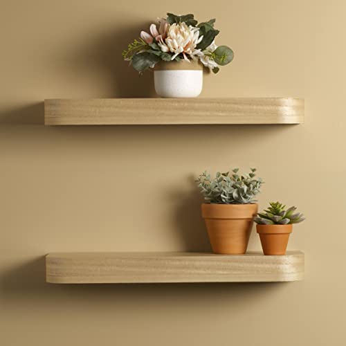 MELANNCO Modern Chunky Floating Wall Shelves for Bedroom, Living Room, Nursery, Office, Set of 2, 20 Inch