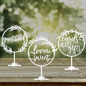 3 pcs wedding wooden table decoration sign love is sweet sign guestbook sign white cards and gifts sign wedding centerpieces for rustic wedding reception married party table decoration