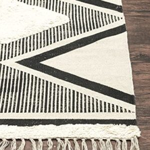 HOMEMONDE Boho Tufted Small Area Rug Washable 2x3 ft Cotton Geometric Woven Farmhouse Shaggy Throw Area Rug with Tassels for Entryway, Doormat, Kitchen Home Decor