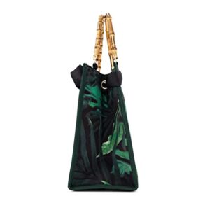 Join Jorden Women Canvas Tote with Bamboo Handles, Green