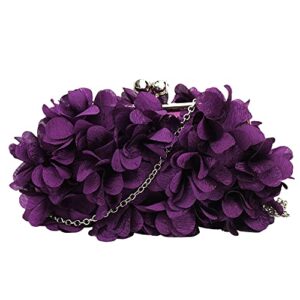 zeph hosea flowers evening clutch purse kiss lock wedding party bag chain crossbody shoulder purse, purple