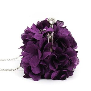 Zeph Hosea Flowers Evening Clutch Purse Kiss Lock Wedding Party Bag Chain Crossbody Shoulder Purse, Purple