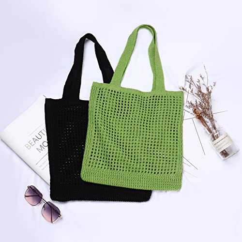 LACE INN Straw Mesh Tote Bag for Women, Cute Handmade Tote Shoulder Handbag for Vacation