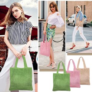 LACE INN Straw Mesh Tote Bag for Women, Cute Handmade Tote Shoulder Handbag for Vacation