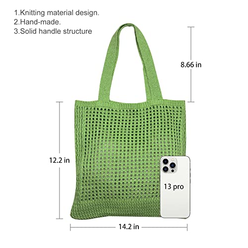 LACE INN Straw Mesh Tote Bag for Women, Cute Handmade Tote Shoulder Handbag for Vacation