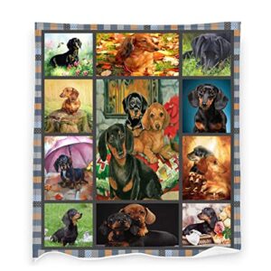 dachshund dog pattern blanket super soft and warm flannel throw blankets for couch sofa dachshund gifts for kids and adults