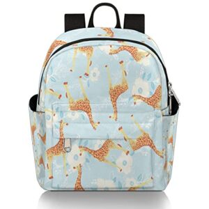 giraffe flower mini backpack purse for women, animal giraffe small fashion daypack, casual lightweight bag