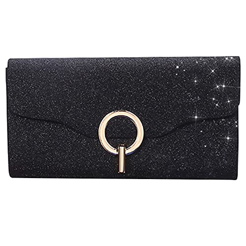 Nhicdns Clutch Purses for Women Evening Bags Envelope Clutch Handbags Wedding Party Prom Purse Black