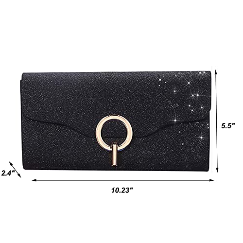 Nhicdns Clutch Purses for Women Evening Bags Envelope Clutch Handbags Wedding Party Prom Purse Black