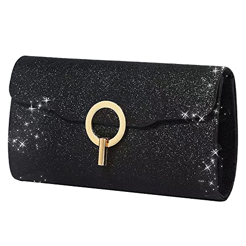 Nhicdns Clutch Purses for Women Evening Bags Envelope Clutch Handbags Wedding Party Prom Purse Black