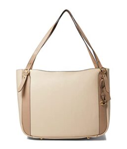 coach color-block leather alana tote b4/ivory multi one size
