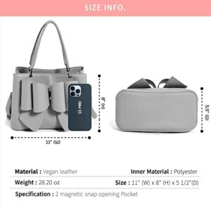 Like Dreams Women Jenna Elegant Bow Triple Compartment Vegan Leather Fashionable Satchel Handbag (White)