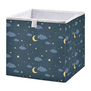 alaza collapsible storage cubes organizer,night sky with moon stars and cloud storage containers closet shelf organizer with handles for home office