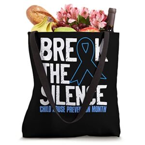 Break The Child Abuse Silence Prevention Month Blue Ribbon Tote Bag