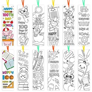 3sscha 75pcs 100th day of school color your own bookmarks for kids diy coloring blank bookmark including pencil alarm clock books ruler painting paper bookmark class party supplies goodie bag fillers