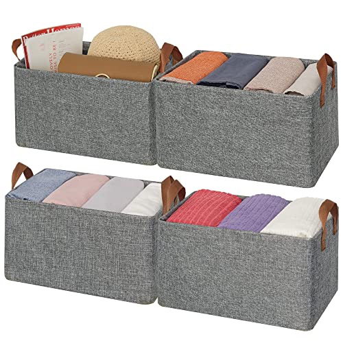 GRANNY SAYS Bundle of 4-Pack Fabric Storage Bins & 2-Pack Rectangle Storage Bins with Metal Frame