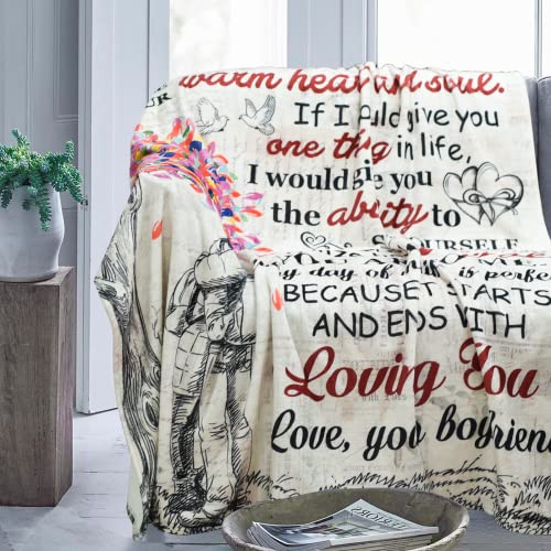 to My Girlfriend Blanket Girlfriend Gifts I Love You Blessing Sweet Sayings Quote Throw Blankets Birthday Gifts for Her Anniversary Soft Blankets for Bed Sofa and Couch 60x50 inch