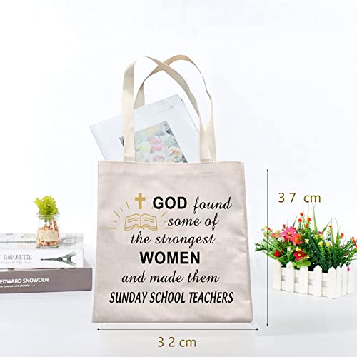 G2TUP Sunday School Teacher Appreciation Gift Christian Teacher Tote Bag God Made Them Sunday School Teachers Shoulder Bag (SST Tote)