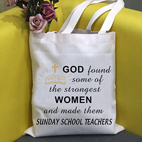 G2TUP Sunday School Teacher Appreciation Gift Christian Teacher Tote Bag God Made Them Sunday School Teachers Shoulder Bag (SST Tote)