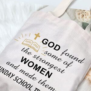 G2TUP Sunday School Teacher Appreciation Gift Christian Teacher Tote Bag God Made Them Sunday School Teachers Shoulder Bag (SST Tote)