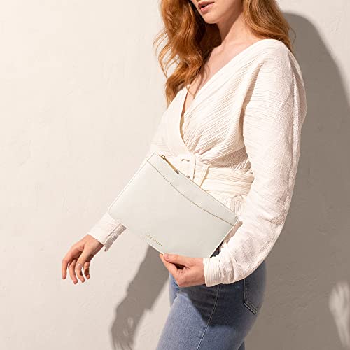 KATIE LOXTON Cara Womens Medium Vegan Leather Slip Pocket Clutch Handbag Pouch Off White