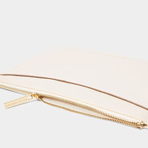 KATIE LOXTON Cara Womens Medium Vegan Leather Slip Pocket Clutch Handbag Pouch Off White