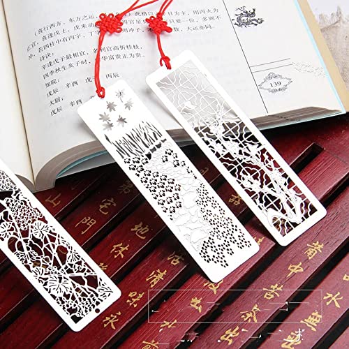 Creative Metal Bookmark, Chinese Retro Style Hollow Bookmark for Art Craft/DIY Photo Album/Notebook/Gifts/School Supplies(B)