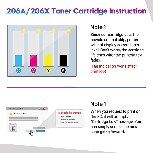 206X Toner Cartridges 4 Pack High Yield with Chip Compatible Toner Cartridge Replacement for HP 206X 206A W2110A W2110X for HP Color Pro MFP M283fdw M283cdw M255dw Printer 206X HP Toner Cartridge Set