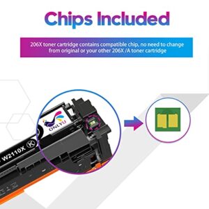 206X Toner Cartridges 4 Pack High Yield with Chip Compatible Toner Cartridge Replacement for HP 206X 206A W2110A W2110X for HP Color Pro MFP M283fdw M283cdw M255dw Printer 206X HP Toner Cartridge Set