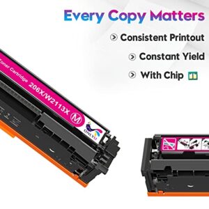 206X Toner Cartridges 4 Pack High Yield with Chip Compatible Toner Cartridge Replacement for HP 206X 206A W2110A W2110X for HP Color Pro MFP M283fdw M283cdw M255dw Printer 206X HP Toner Cartridge Set