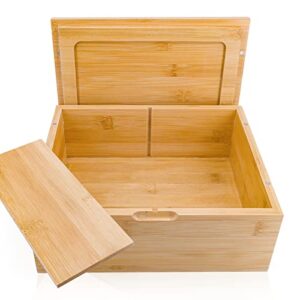 large natural bamboo decorative storage box wooden keepsake box – 10” x 8” x 4” with magnetic lid for home storage (standard version)