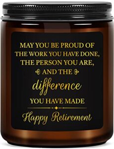 retirement gifts for women-lavender scented candle,funny female retirement gifts for teacher nurse,gifts for retirement party decorations,happy retired present for mom grandma,dad,coworker