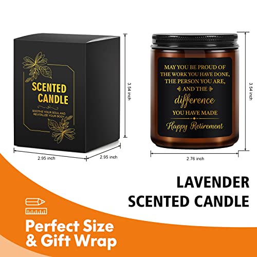 Retirement Gifts for Women-Lavender Scented Candle,Funny Female Retirement Gifts for Teacher Nurse,Gifts for Retirement Party Decorations,Happy Retired Present for Mom Grandma,Dad,Coworker