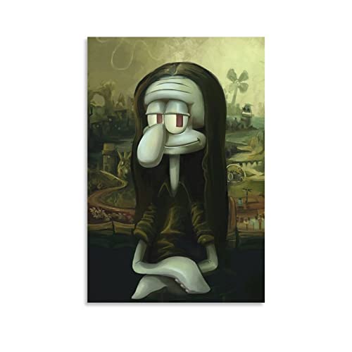 SHIJIEDAYA Squidward Famous Painting Lisa Funny Spoof Poster Posters for room aesthetic 90s Decorative Painting Canvas Wall Art Living Room Posters Bedroom Painting Unframed 08x12inch(20x30cm)