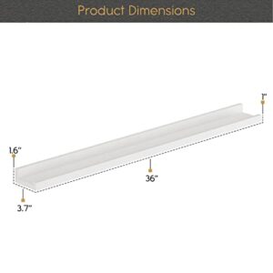 You Have Space Lagos 36" Picture Ledge Shelf for Living Room Decor, Office Decor and Farmhouse Kitchen Decor, White Set of 2