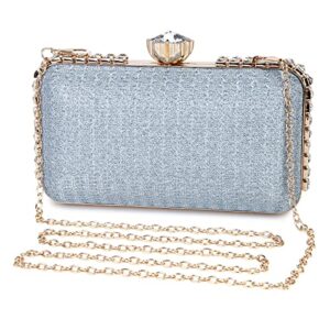 uborse women clutch bag glitter evening bag elegant evening purse for women wedding party purse handbag(blue)