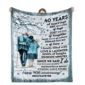 40th anniversary wedding gifts for couple 40 years of marriage gift for parents ruby marriage anniversary decorations romantic gifts for him her husband wife mom dad papa nana throw blankets 50*60