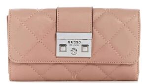 guess women’s cydney quilted large organizer wallet clutch bag – pink