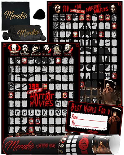 Merakio Horror Movie Scratch Off Poster, 100 Horror Movies Scratch Off Poster, Horror Movie Posters, Movie Scratch Off Poster, Top 100 Movies Scratch Off Poster, 100 Movies Scratch Off Poster