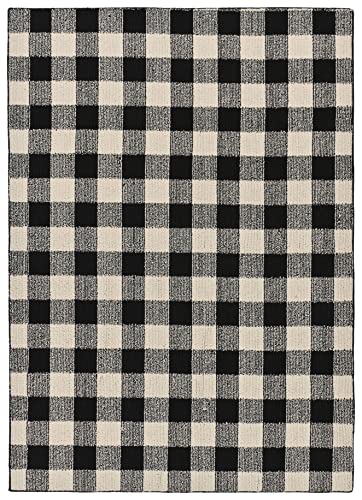 Garland Rug Country Living Buffalo Plaid 7 Ft. x 10 Ft. Indoor/Outdoor Area Rug Black/Ivory