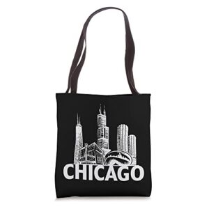 chicago illinois usa city skyline silhouette outline sketch tote bag