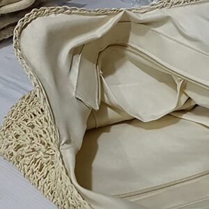 JQWSVE Straw Shoulder Bag for Woman, Large Handwoven Handle Tote bag, Retro Summer Beach Boho Rattan Handbag