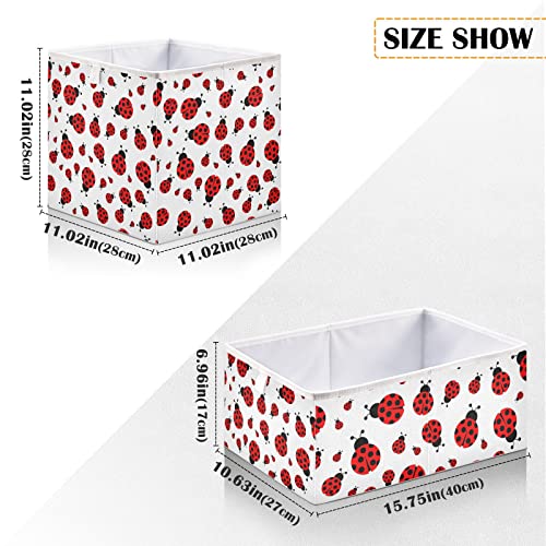 Qilmy Ladybug Cube Storage Bin Large Foldable Storage Basket Organizer Bins for Home Office