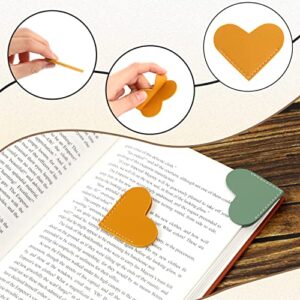 Leather Heart Bookmark,2 pcs Book Marks for Women,Book Accessories for Reading Lover,Handmade Bookmarks for Book Lovers,Page Corner for Women