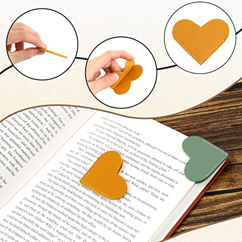 Leather Heart Bookmark,2 pcs Book Marks for Women,Book Accessories for Reading Lover,Handmade Bookmarks for Book Lovers,Page Corner for Women