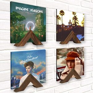 msoesticc.dl 4 pack wooden vinyl record holder wall mount, triangle vinyl record stand, multifunctional vinyl record shelf for album collection vintage decor napkin desktop storage