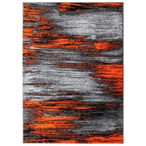 flash furniture rylan collection abstract area rug – scraped design orange olefin rug – 8′ x 10′ area rug – jute backing – living room, bedroom, & family room