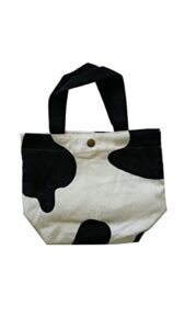 chezi animal print corduroy mini tote bag 10x8x4 (milky cow)