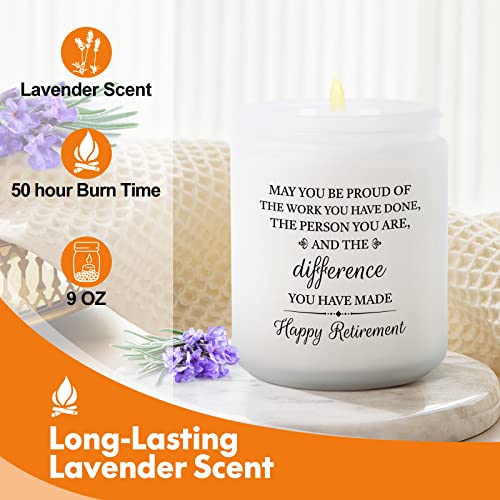 Retirement Gifts for Women,Coworker Leaving Gifts,Going Away Gift, Appreciation Gift for Mom, Boss, Colleague, Teachers, Nurse, Friends, Wife, Sister. Lavender Candle(White)
